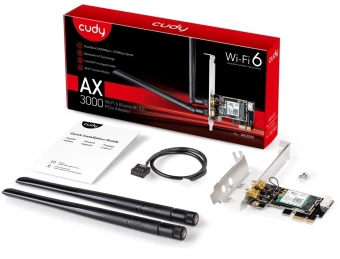 Сетевой адаптер Wi-Fi + Bluetooth Cudy WE3000 АХ5400 PCI Express (ант.внеш.съем) 2ант. - купить недорого с доставкой в интернет-магазине