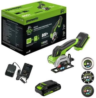 Углошлифовальная машина Greenworks GD24UCS 500Вт 20000об/мин рез.шпин.:M6 d=76мм (3402007CUA) - купить недорого с доставкой в интернет-магазине