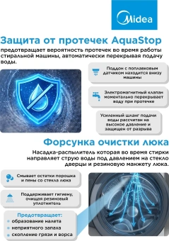 Стиральная машина Midea MFC3814BSW47/W класс: A загр.фронтальная макс.:8кг белый инвертор - купить недорого с доставкой в интернет-магазине