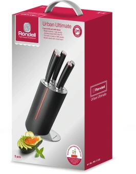 Набор ножей кухон. Rondell Urban Ultimate RD-1130 компл.:6предм. с подставкой черный/красный подар.коробка - купить недорого с доставкой в интернет-магазине