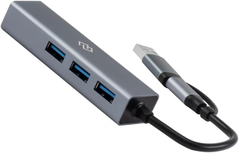 Разветвитель USB-C + USB-A Digma DHUB-LAN-4port 4порт. серебристый - купить недорого с доставкой в интернет-магазине