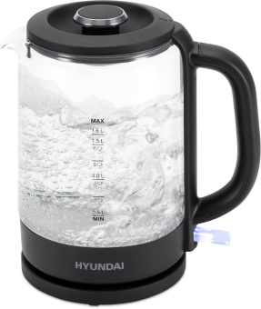 Чайник электрический Hyundai HYK-G3402 1.7л. 2200Вт серый/серебристый корпус: стекло/пластик - купить недорого с доставкой в интернет-магазине