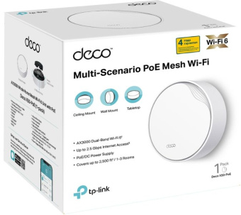 Бесшовный Mesh роутер TP-Link Deco X50-PoE(1-pack) AX3000 1000/2500BASE-T белый - купить недорого с доставкой в интернет-магазине