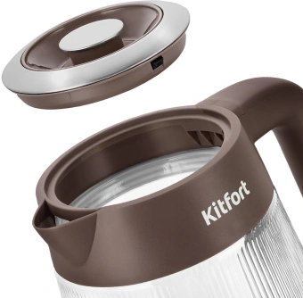 Чайник электрический Kitfort КТ-8710 1.8л. 2200Вт коричневый/нержавеющая сталь корпус: стекло/металл/пластик - купить недорого с доставкой в интернет-магазине