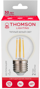Лампа филам. Thomson Filament TH-B2091 7Вт цок.:E27 шар 220B св.свеч.бел.теп. Globe (упак.:1шт) - купить недорого с доставкой в интернет-магазине