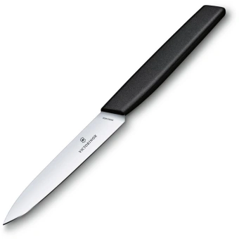 Нож кухонный Victorinox Swiss Modern (6.9003.10) стальной универсальный для чистки овощей и фруктов лезв.100мм прямая заточка черный - купить недорого с доставкой в интернет-магазине