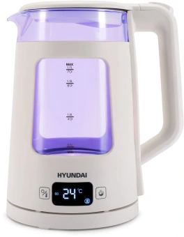 Чайник электрический Hyundai HYK-G9407 1.7л. 2200Вт белый корпус: стекло - купить недорого с доставкой в интернет-магазине