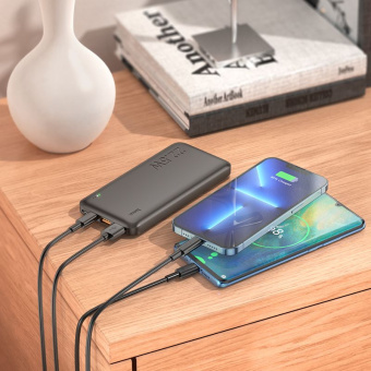 Мобильный аккумулятор Hoco J101 Astute 10000mAh QC3.0/PD3.0 22.5W 5A 2xUSB-A/USB-C черный - купить недорого с доставкой в интернет-магазине