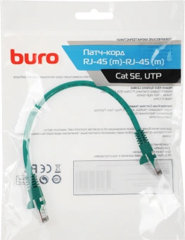 Патч-корд Buro UTP 4 пары cat.5E CCA molded 0.25м зеленый RJ-45 (m)-RJ-45 (m) - купить недорого с доставкой в интернет-магазине