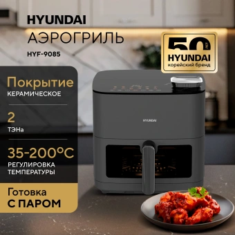 Аэрогриль Hyundai HYF-9085 8л 2000Вт темно-серый/серебристый - купить недорого с доставкой в интернет-магазине