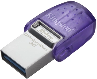 Флеш Диск Kingston 64GB DataTraveler microDuo 3C DTDUO3CG3/64GB USB3.0 фиолетовый - купить недорого с доставкой в интернет-магазине