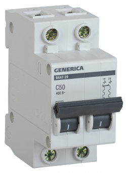 Выключатель автоматический IEK Generica MVA25-2-050-C 50A тип C 4.5kA 2П 400В 2мод серый (упак.:1шт) - купить недорого с доставкой в интернет-магазине