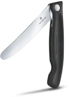 Нож кухонный Victorinox Swiss Classic (6.7833.F) стальной столовый для овощей лезв.110мм серрейт. заточка черный карт.коробка - купить недорого с доставкой в интернет-магазине