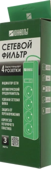 Сетевой фильтр Юнивольт 00-00000387 3м (4 розетки) белый (коробка) - купить недорого с доставкой в интернет-магазине