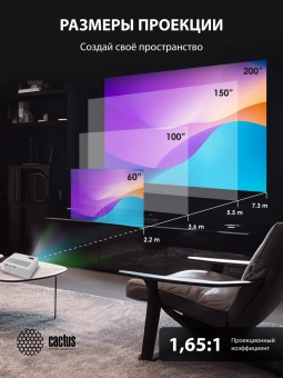 Проектор Cactus CS-PRM.01WT.Full HD-A LCD 19000Lm LS 700Lm ANSI (1920x1080) 2500:1 ресурс лампы:50000часов 2xUSB typeA 2xHDMI 1.8кг - купить недорого с доставкой в интернет-магазине