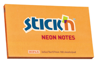 Блок самоклеящийся бумажный Stick`n 21168 76x127мм 100лист. 70г/м2 неон оранжевый - купить недорого с доставкой в интернет-магазине