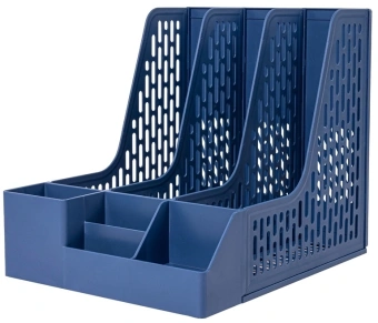 Лоток вертикальный Deli E9847 BLUE 3отд. сборный для бумаг 253x320x275мм синий пластик пластиковый пакет - купить недорого с доставкой в интернет-магазине