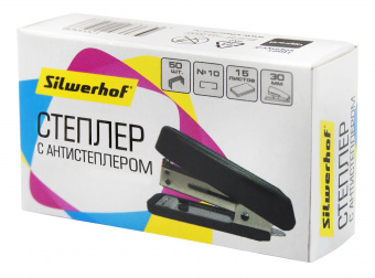 Степлер мини Silwerhof N10 (15листов) встроенный антистеплер черный 50скоб пластик закрытый коробка - купить недорого с доставкой в интернет-магазине