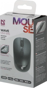 Мышь Defender Wave MM-995 черный оптическая 1600dpi silent беспров. USB для ноутбука 3but (52995) - купить недорого с доставкой в интернет-магазине
