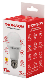 Лампа светодиодная Thomson TH-B2005 11Вт цок.:E27 груша 220B 3000K св.свеч.бел.теп. A (упак.:1шт) - купить недорого с доставкой в интернет-магазине
