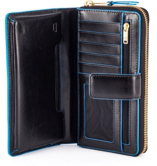 Кошелек женский Piquadro Blue Square PD1354B2R/N черный натур.кожа - купить недорого с доставкой в интернет-магазине
