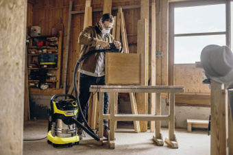 Строительный пылесос Karcher WD 5 P S V-25/5/22 1100Вт (уборка: сухая/сбор воды/выдув) желтый - купить недорого с доставкой в интернет-магазине