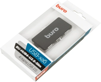 Разветвитель USB 2.0 Buro BU-HUB4-U2.0-Slim 4порт. черный - купить недорого с доставкой в интернет-магазине