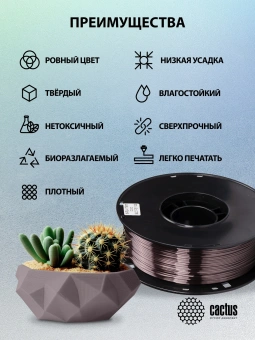 Пластик для принтера 3D Cactus CS-3D-PLA-1KG-S-DGD PLA SILK d1.75мм 1кг L326м 1цв. - купить недорого с доставкой в интернет-магазине
