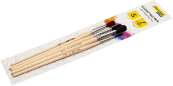 Набор кистей Silwerhof Color белка имит. (наб.5шт) круглая №1-5 дерев.ручка - купить недорого с доставкой в интернет-магазине