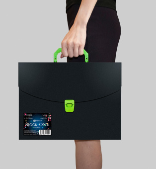 Портфель Бюрократ Black Opal BLPP01LETT 1 отдел. A4 пластик 0.7мм черный/салатовый - купить недорого с доставкой в интернет-магазине