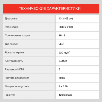 Телевизор LED Starwind 43" SW-LED43UG400 Яндекс.ТВ стальной 4K Ultra HD 60Hz DVB-T DVB-T2 DVB-C DVB-S DVB-S2 USB WiFi Smart TV - купить недорого с доставкой в интернет-магазине