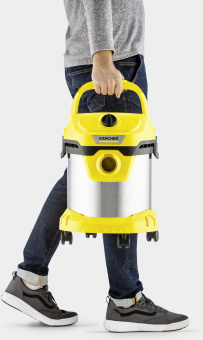 Строительный пылесос Karcher WD 2 Plus S V-15/4/18 1000Вт (уборка: сухая/сбор воды) желтый - купить недорого с доставкой в интернет-магазине