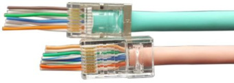 Коннектор Hyperline (PLEZ-8P8C-U-C6-SH-100) FTP кат.6 RJ45 прозрачный (упак.:100шт) - купить недорого с доставкой в интернет-магазине