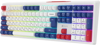Клавиатура Оклик 725G белый/красный USB Multimedia for gamer LED (2070294) - купить недорого с доставкой в интернет-магазине