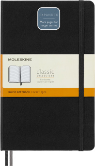 Блокнот Moleskine CLASSIC EXPENDED QP060EXP Large 130х210мм 400стр. линейка твердая обложка черный - купить недорого с доставкой в интернет-магазине