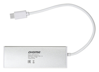 Разветвитель USB-C Digma HUB-4U3.0-UC-S 4порт. серебристый - купить недорого с доставкой в интернет-магазине