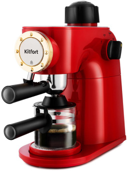 Кофеварка рожковая Kitfort КТ-756 800Вт красный/черный - купить недорого с доставкой в интернет-магазине