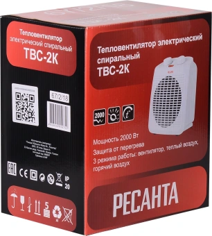 Тепловентилятор Ресанта ТВC-2K 2000Вт белый - купить недорого с доставкой в интернет-магазине