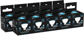 Лампа светодиодная Gauss 101505307 7Вт цок.:GU5.3 рефлек. 220B св.свеч.бел.хол. MR16 (упак.:10шт) - купить недорого с доставкой в интернет-магазине