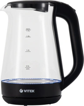 Чайник электрический Vitek VT-8803 1.7л. 2200Вт черный корпус: стекло - купить недорого с доставкой в интернет-магазине