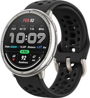 Смарт-часы Amazfit Active 2R A2437 43.9мм 1.32" AMOLED корп.серебристый рем.черный разм.брасл.:135-195мм - купить недорого с доставкой в интернет-магазине