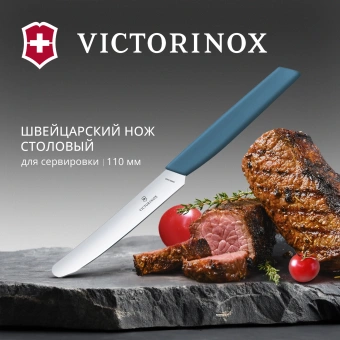 Нож кухонный Victorinox Swiss Modern (6.9006.112) стальной столовый лезв.110мм прямая заточка синий - купить недорого с доставкой в интернет-магазине