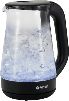 Чайник электрический Vitek VT-8803 1.7л. 2200Вт черный корпус: стекло - купить недорого с доставкой в интернет-магазине