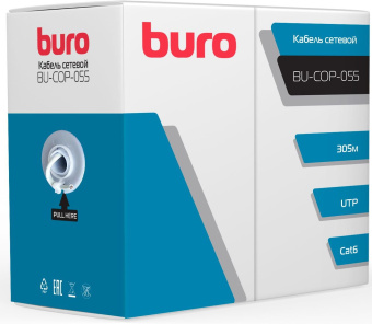 Кабель сетевой Buro BU-COP-055 UTP 4 пары cat.6 solid 0.55мм Cu 305м серый - купить недорого с доставкой в интернет-магазине