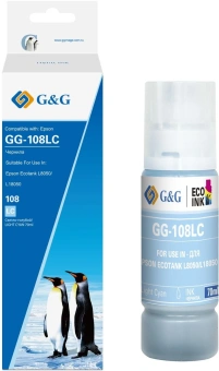 Чернила G&G GG-108LC C13T09C54A светло-голубой70мл для Epson Ecotank L8050/L18050 - купить недорого с доставкой в интернет-магазине