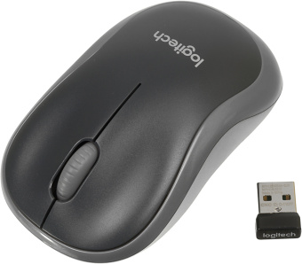 Мышь Logitech M185 серый/черный оптическая (1000dpi) беспроводная USB1.1 для ноутбука (2but) - купить недорого с доставкой в интернет-магазине