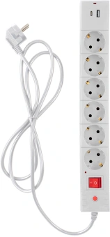 Сетевой фильтр Buro BU-SP5_USB_2A-W 5м (6 розеток) белый (коробка) - купить недорого с доставкой в интернет-магазине