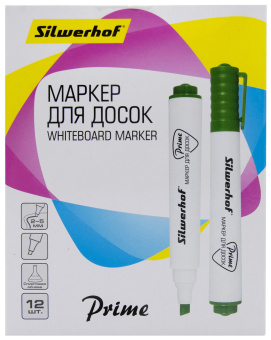 Маркер для досок Silwerhof Prime+ скошенный пиш. наконечник 2-5мм зеленый коробка - купить недорого с доставкой в интернет-магазине