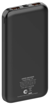 Мобильный аккумулятор Hiper SM10000 10000mAh 12W 2.4A USB-A черный (SM10000 BLACK) - купить недорого с доставкой в интернет-магазине