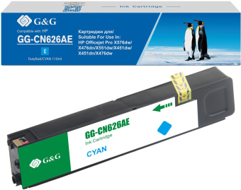 Картридж струйный G&G GG-CN626AE голубой (110мл) для HP Officejet Pro X576dw/X476dn/X551dw/X451dwX451dn/X476dw - купить недорого с доставкой в интернет-магазине